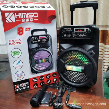 8 Inch  KIMISO QS810 Outdoor Portable trolley Speaker DJ Speaker System With LED Light Blue Tooth Speaker